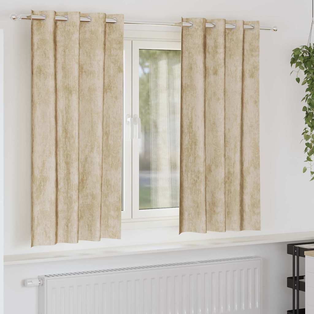 Velour Gardiner 2 stk. Creme 175 x 140 cm Fløjl