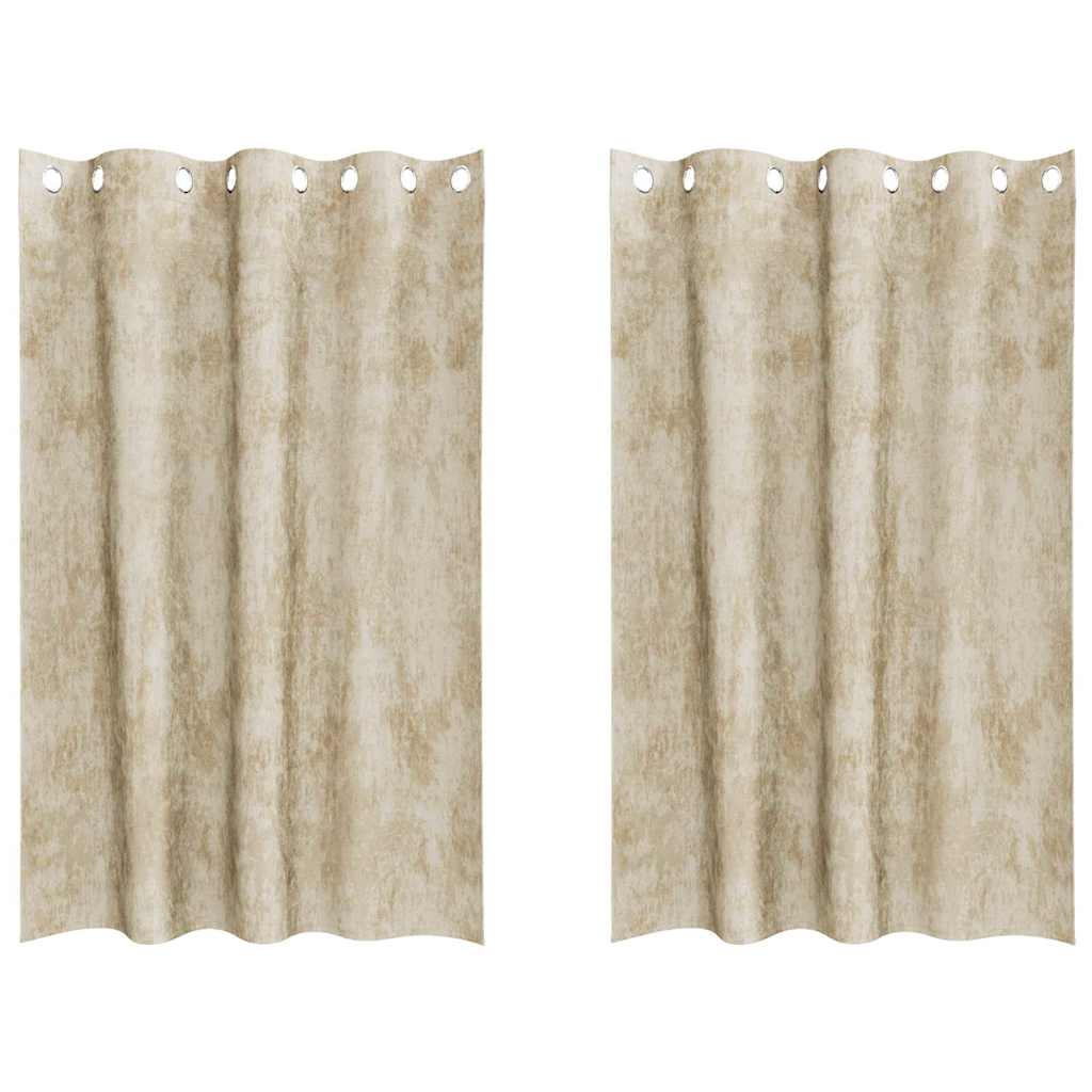 Velour Gardiner 2 stk. Creme 175 x 140 cm Fløjl