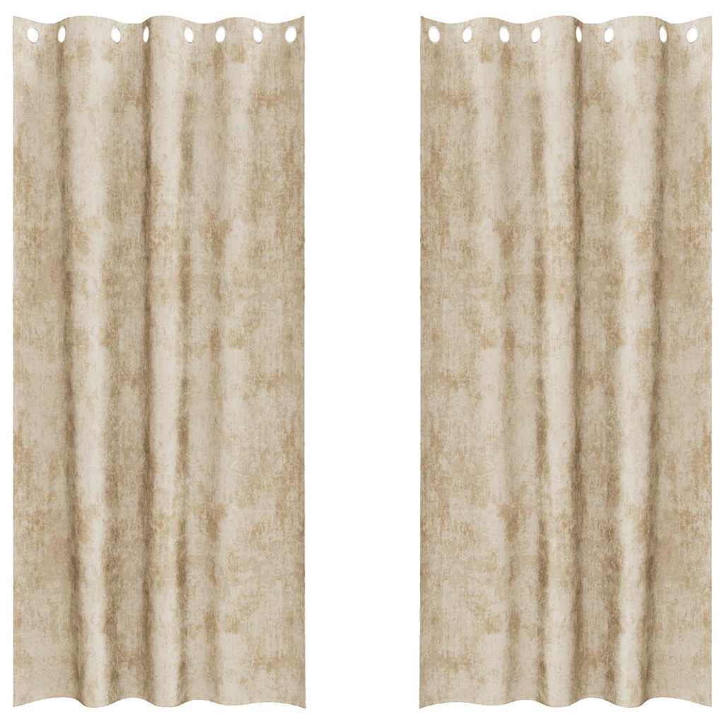 Velour Gardiner 2 stk. Creme 245 x 140 cm Fløjl