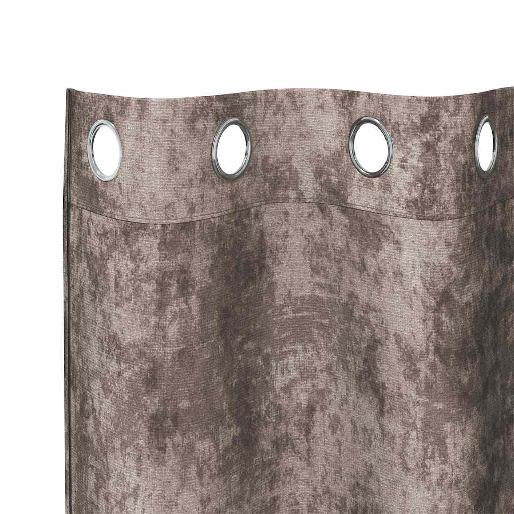 Velour Gardiner 2 stk. Cappuccino 140 x 140 cm Fløjl