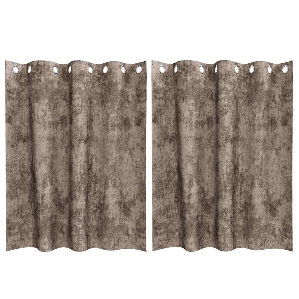 Velour Gardiner 2 stk. Cappuccino 140 x 140 cm Fløjl