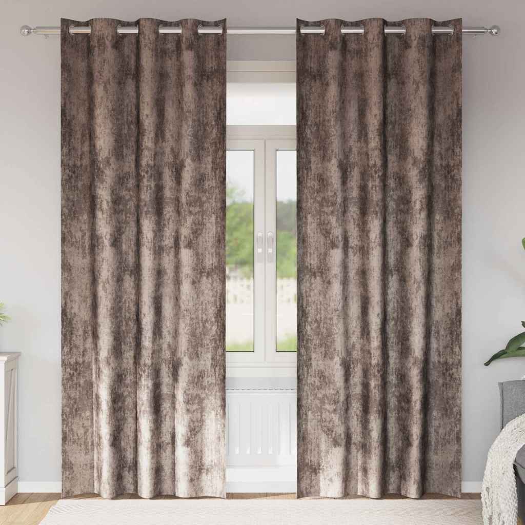 Velour Gardiner 2 stk. Cappuccino 245 x 140 cm Fløjl