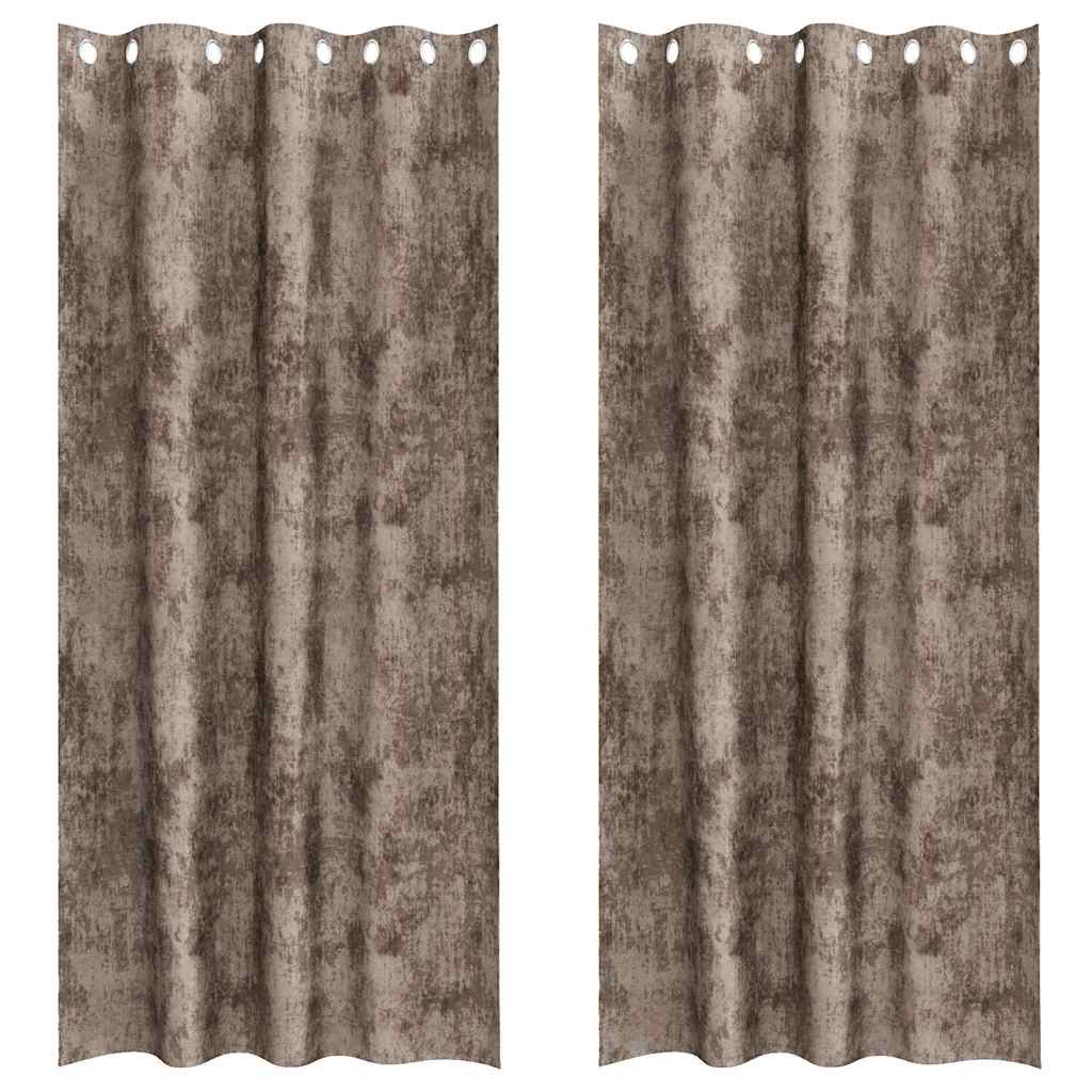 Velour Gardiner 2 stk. Cappuccino 260 x 140 cm Fløjl