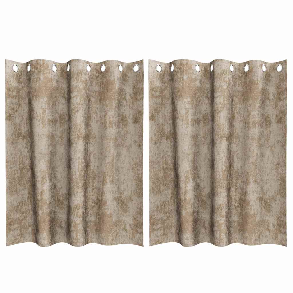 Velour Gardiner 2 stk. champagnefarvet 140 x 140 cm Fløjl