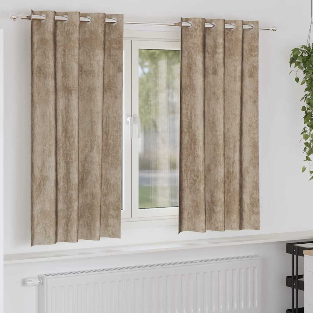 Velour Gardiner 2 stk. champagnefarvet 175 x 140 cm Fløjl