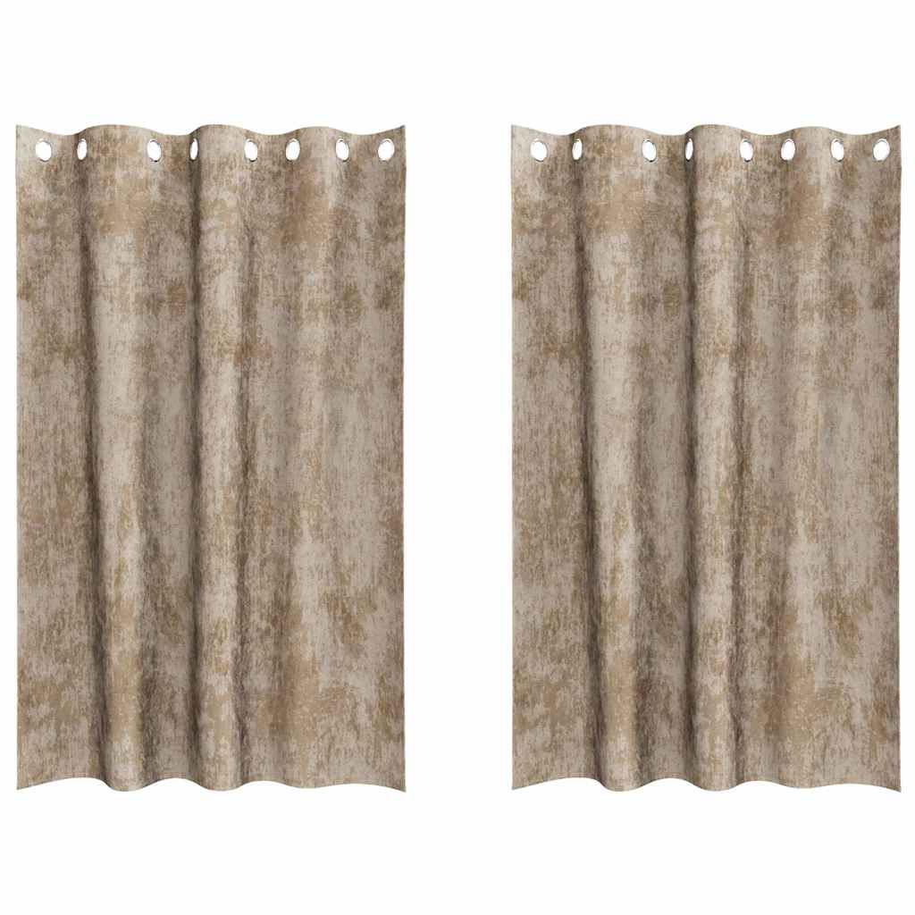 Velour Gardiner 2 stk. champagnefarvet 175 x 140 cm Fløjl