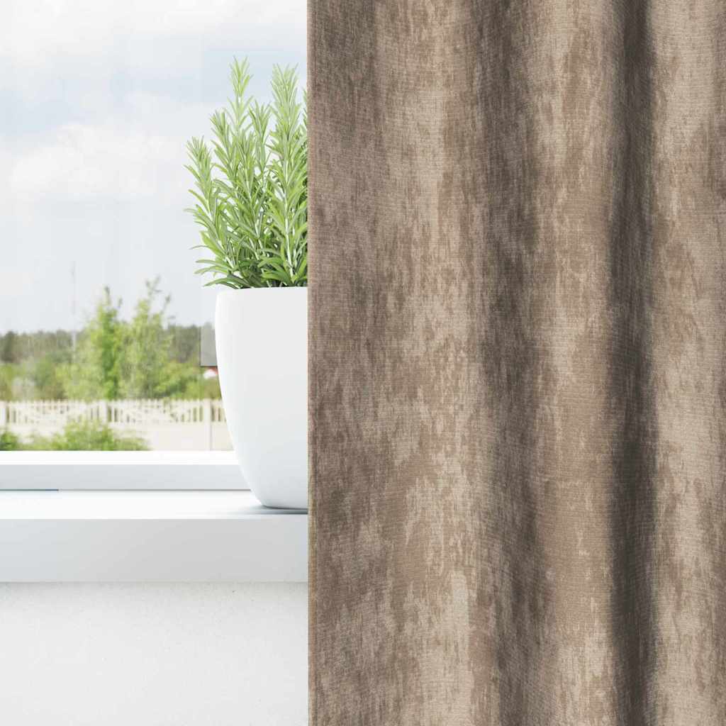 Velour Gardiner 2 stk. champagnefarvet 245 x 140 cm Fløjl