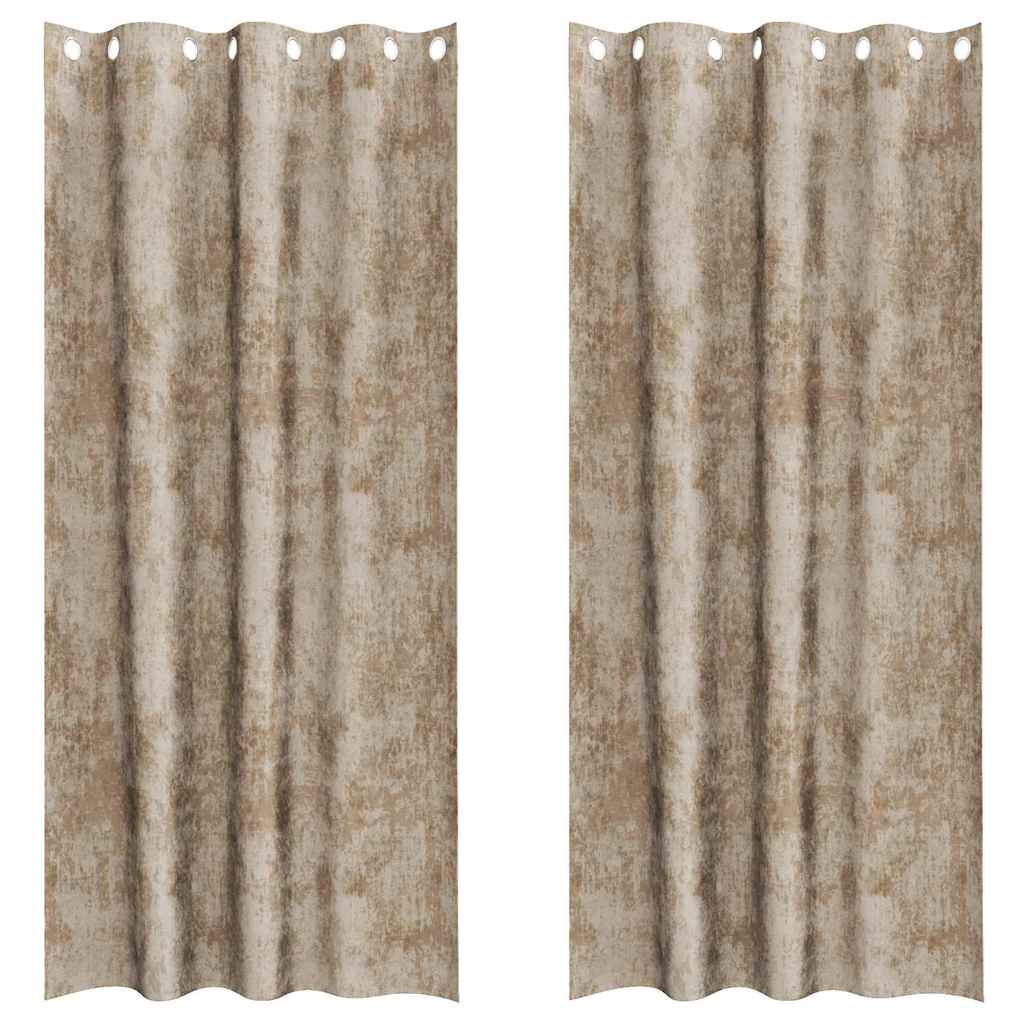 Velour Gardiner 2 stk. champagnefarvet 245 x 140 cm Fløjl