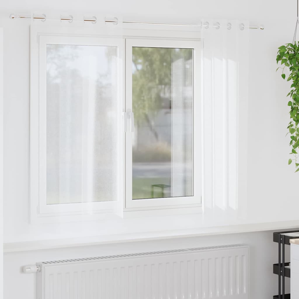 Voile Gardin 2 stk. Hvid 175 x 140 cm Polyester