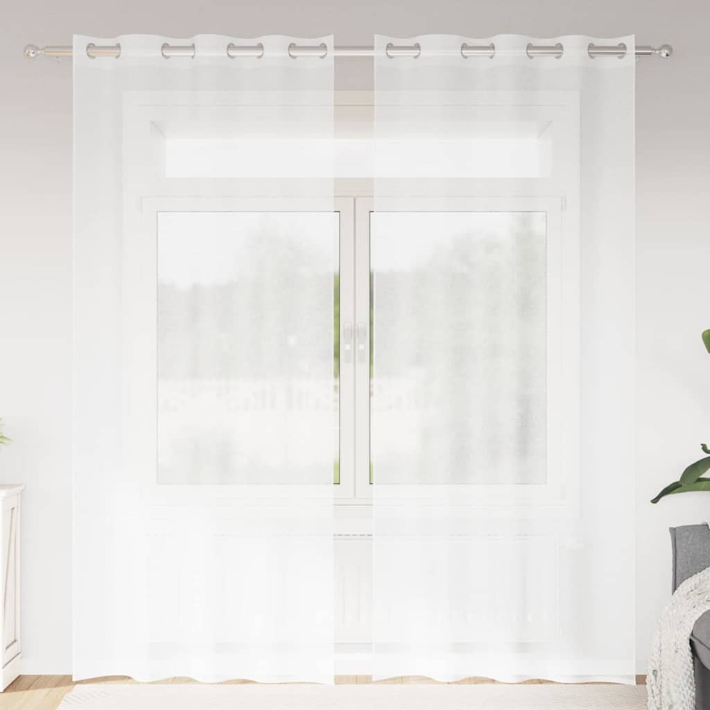 Voile Gardin 2 stk. Hvid 225 x 140 cm Polyester