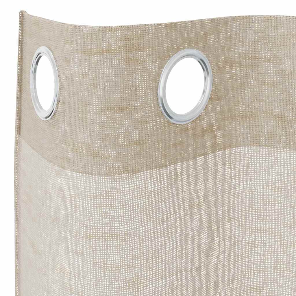 Voile Gardin 2 stk. Sandfarvet 175 x 140 cm Polyester