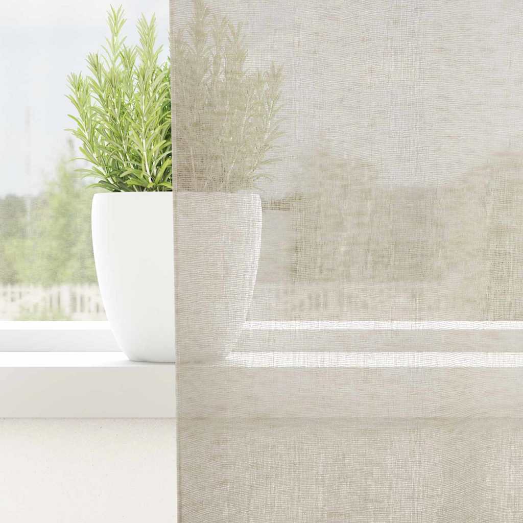 Voile Gardin 2 stk. Sandfarvet 175 x 140 cm Polyester