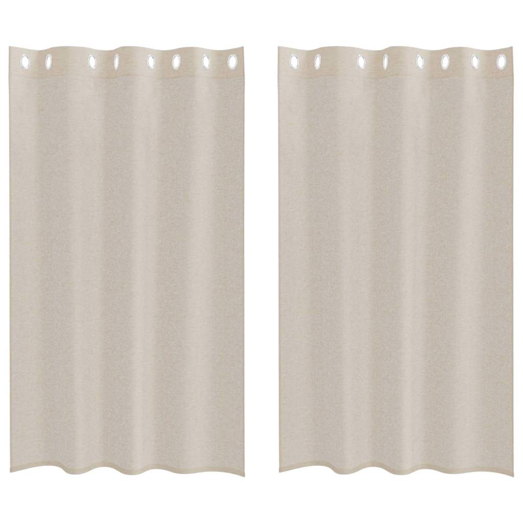 Voile Gardin 2 stk. Sandfarvet 175 x 140 cm Polyester