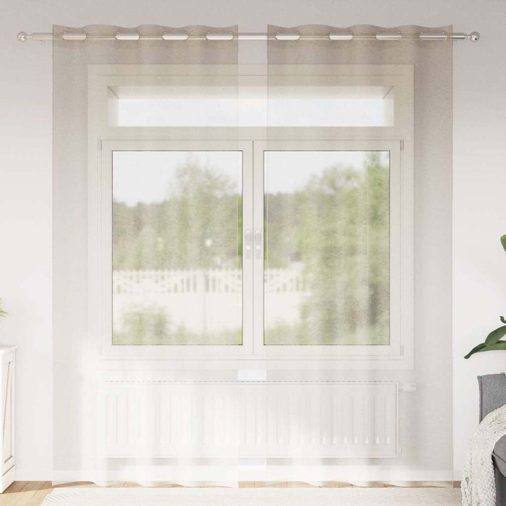 Voile Gardin 2 stk. Sandfarvet 245 x 140 cm Polyester