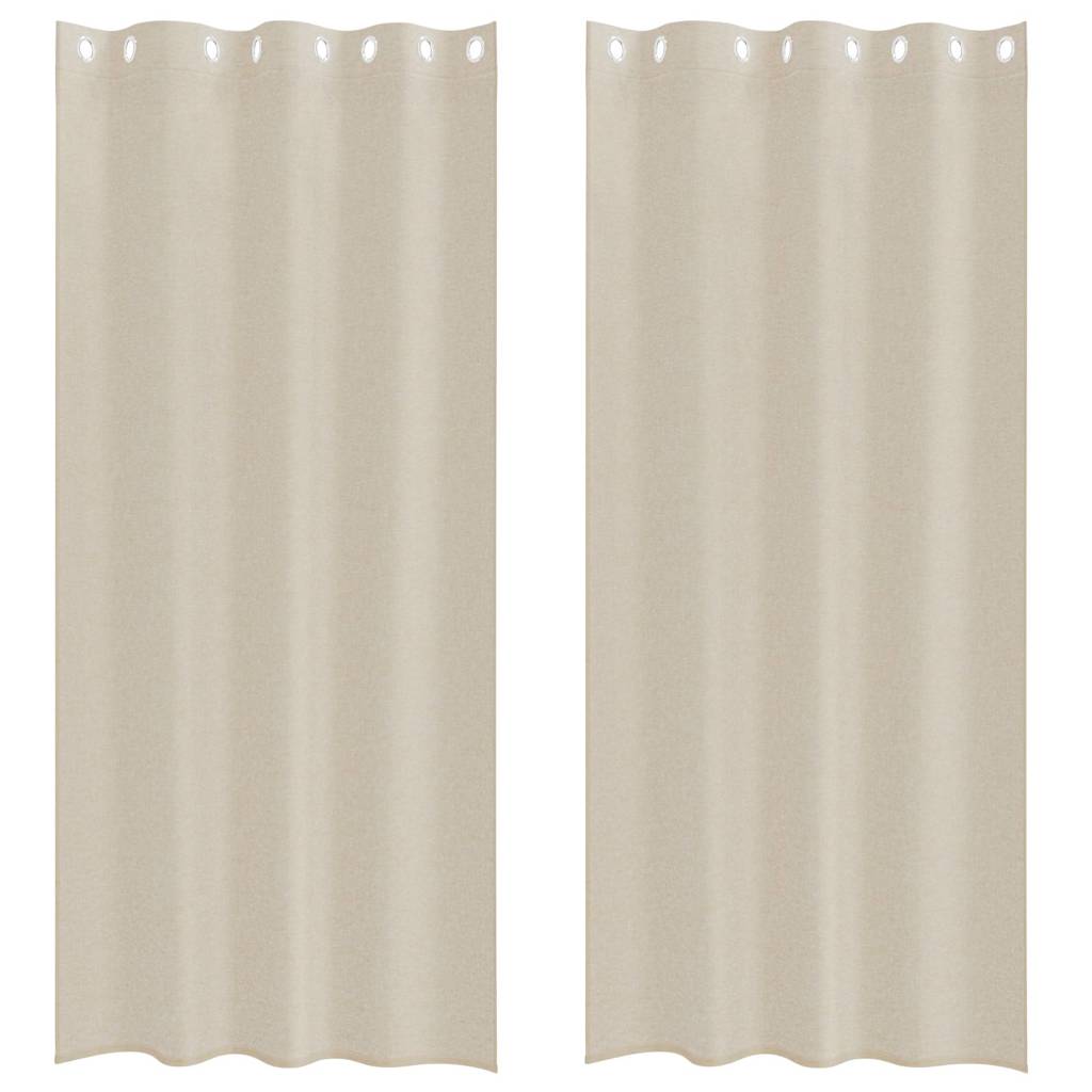 Voile Gardin 2 stk. Sandfarvet 245 x 140 cm Polyester