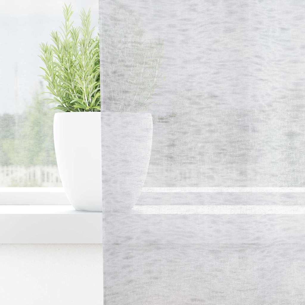 Voile Gardin 2 stk. Lysegrå 245 x 140 cm Polyester