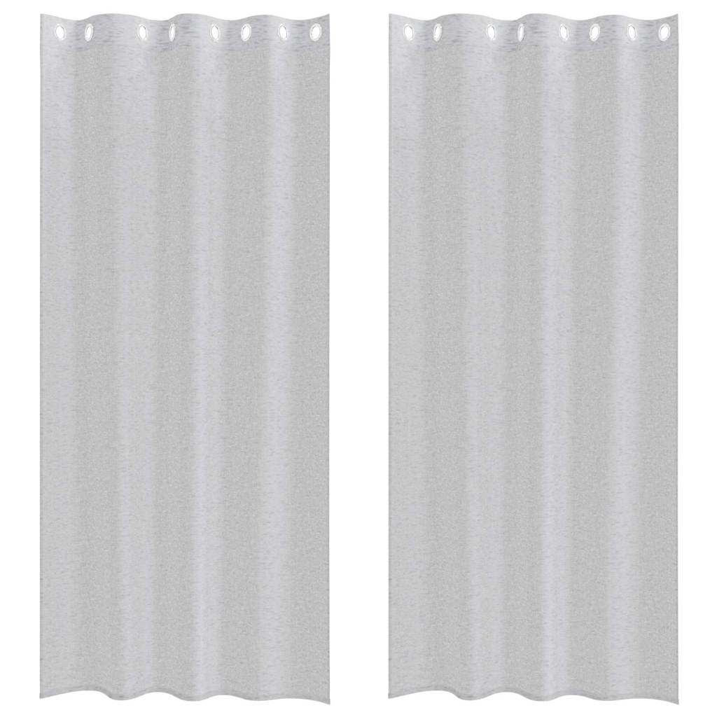 Voile Gardin 2 stk. Lysegrå 245 x 140 cm Polyester