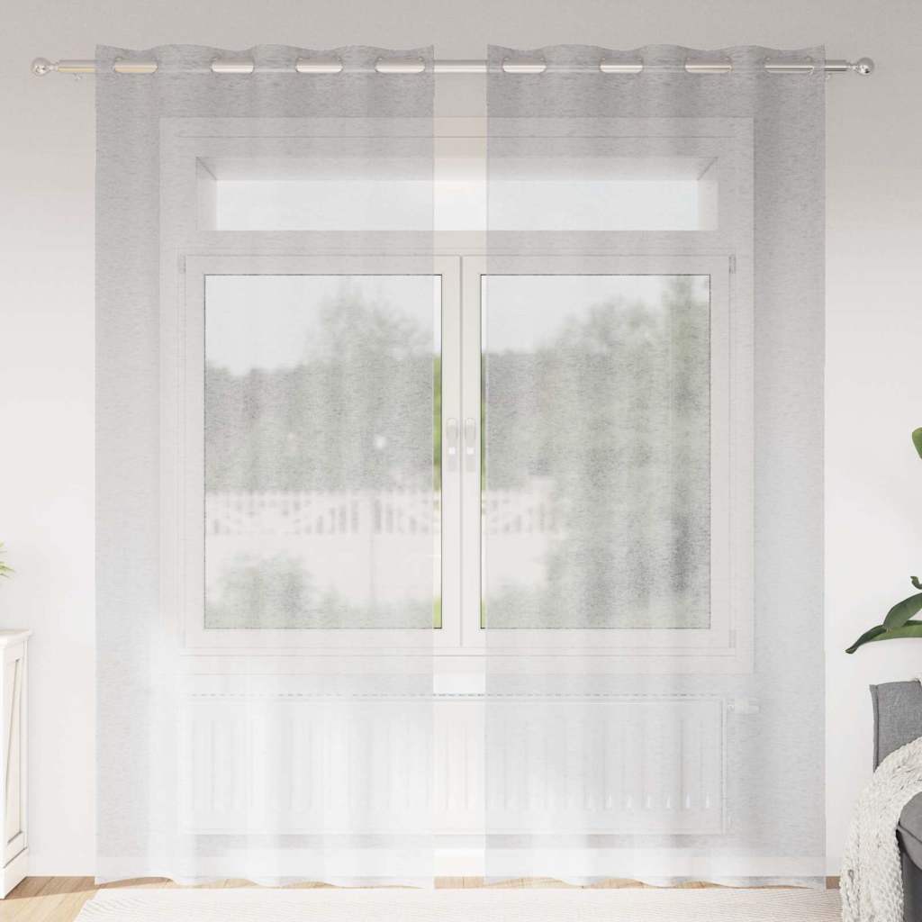Voile Gardin 2 stk. Lysegrå 260 x 140 cm Polyester