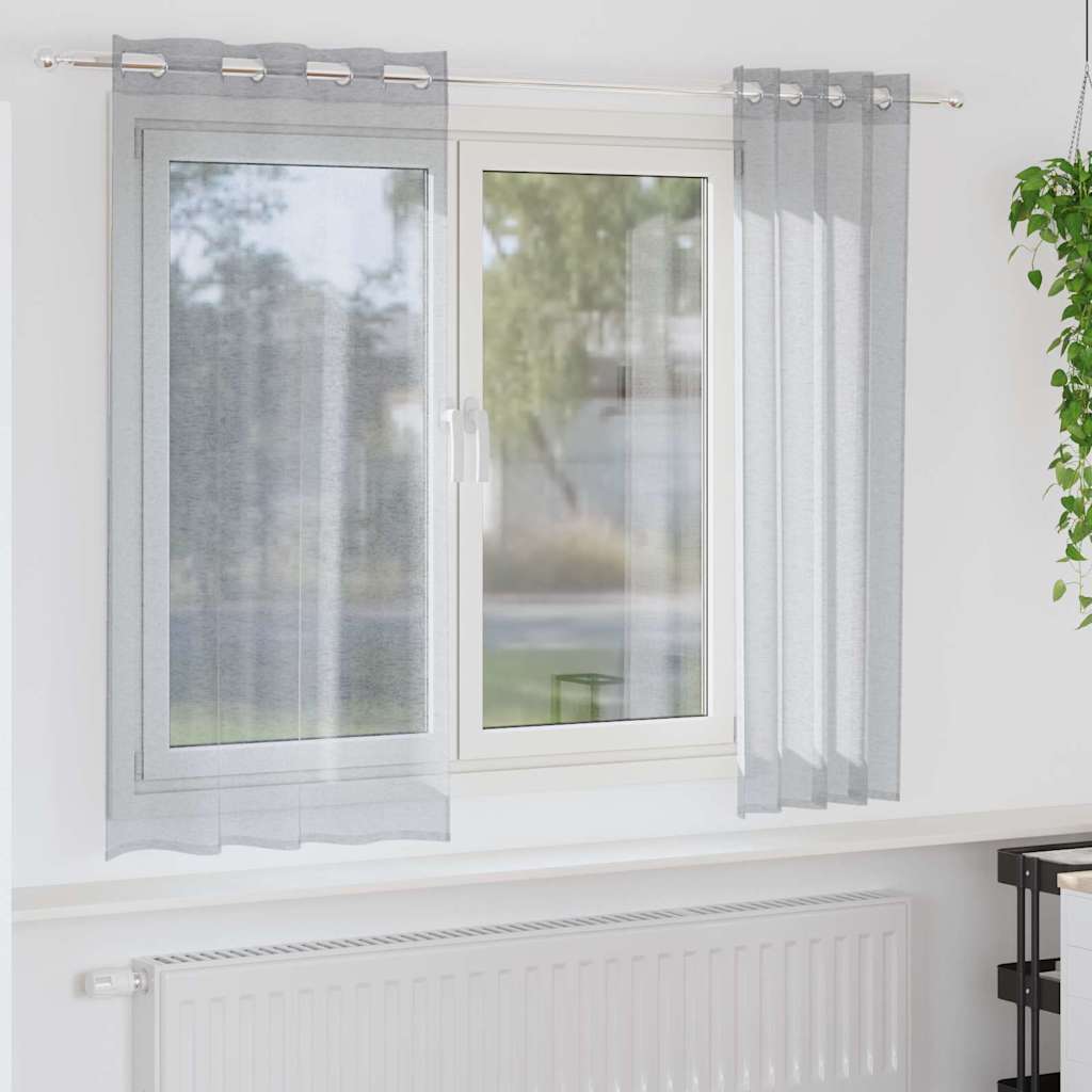 Voile Gardin 2 stk. Mørkegrå 175 x 140 cm Polyester
