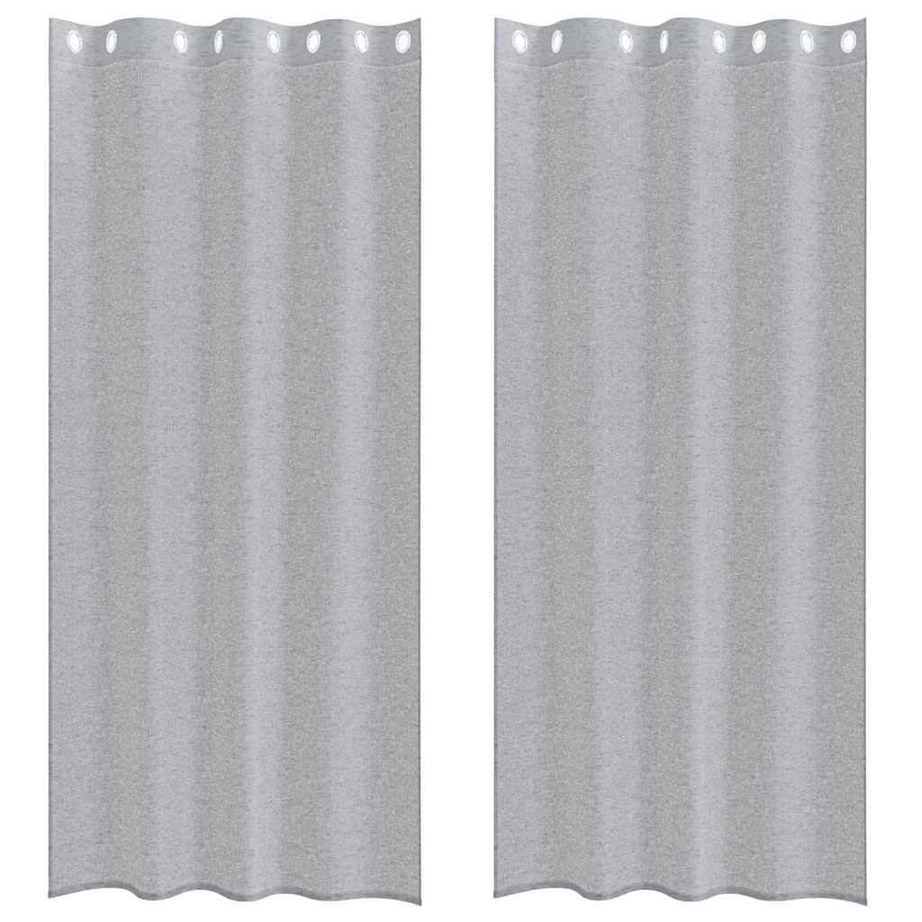 Voile Gardin 2 stk. Mørkegrå 245 x 140 cm Polyester