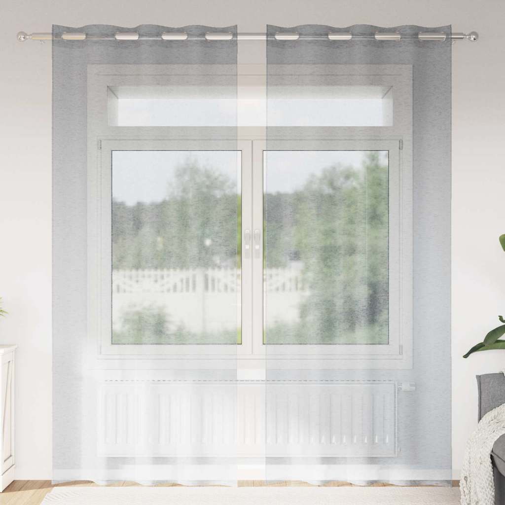 Voile Gardin 2 stk. Mørkegrå 260 x 140 cm Polyester
