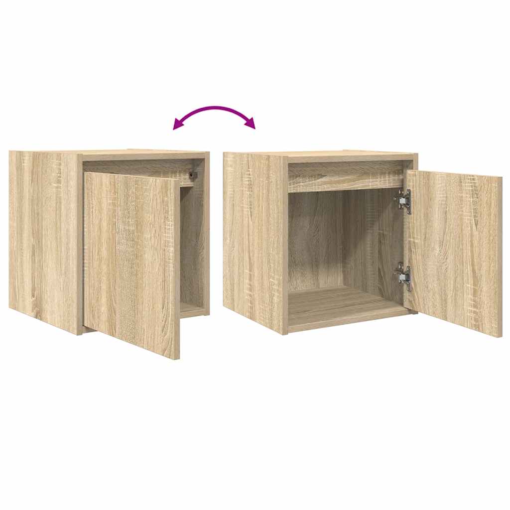 væghængt sengebord 38x34x40 cm sonoma-eg