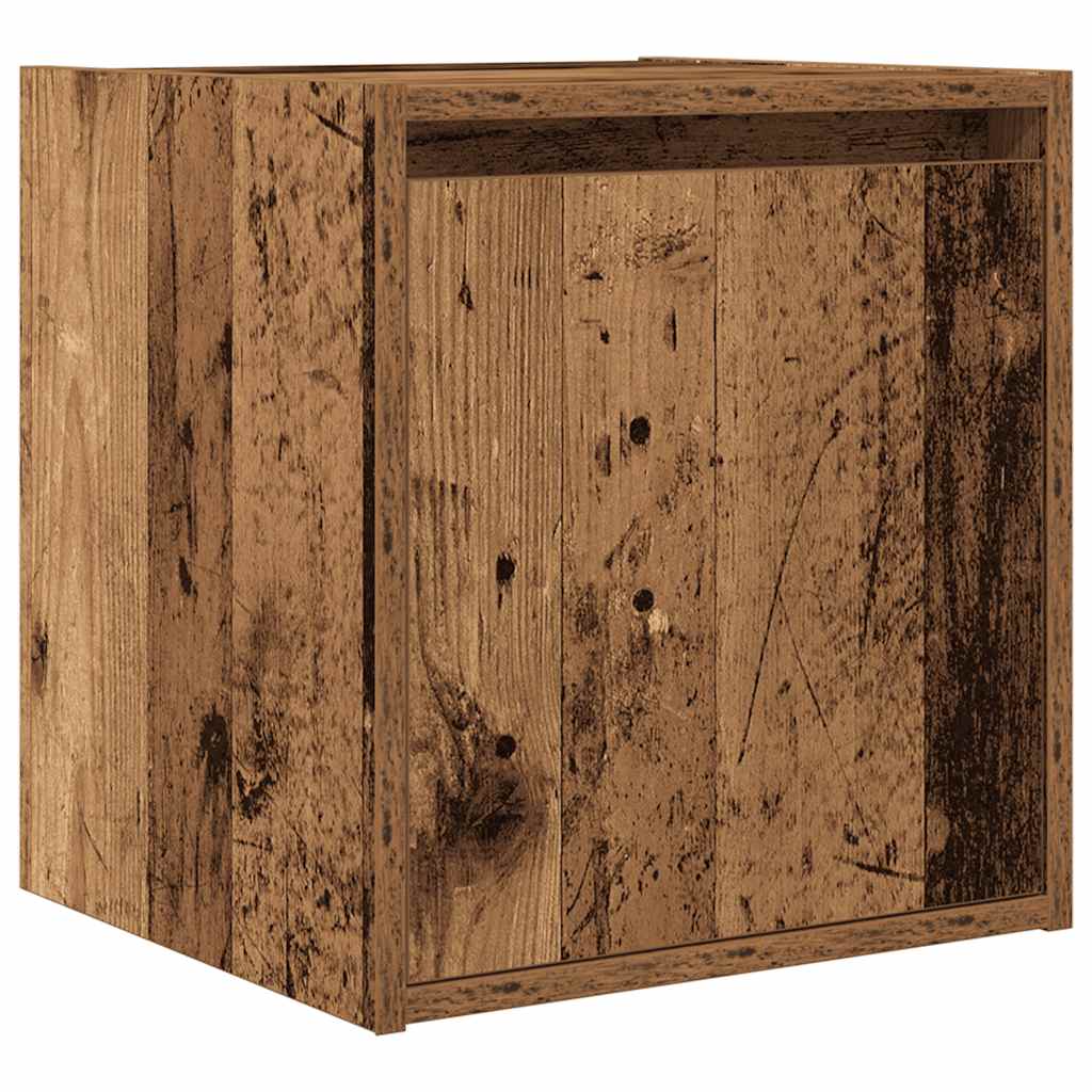 væghængt sengebord 38x34x40 cm antikt træ