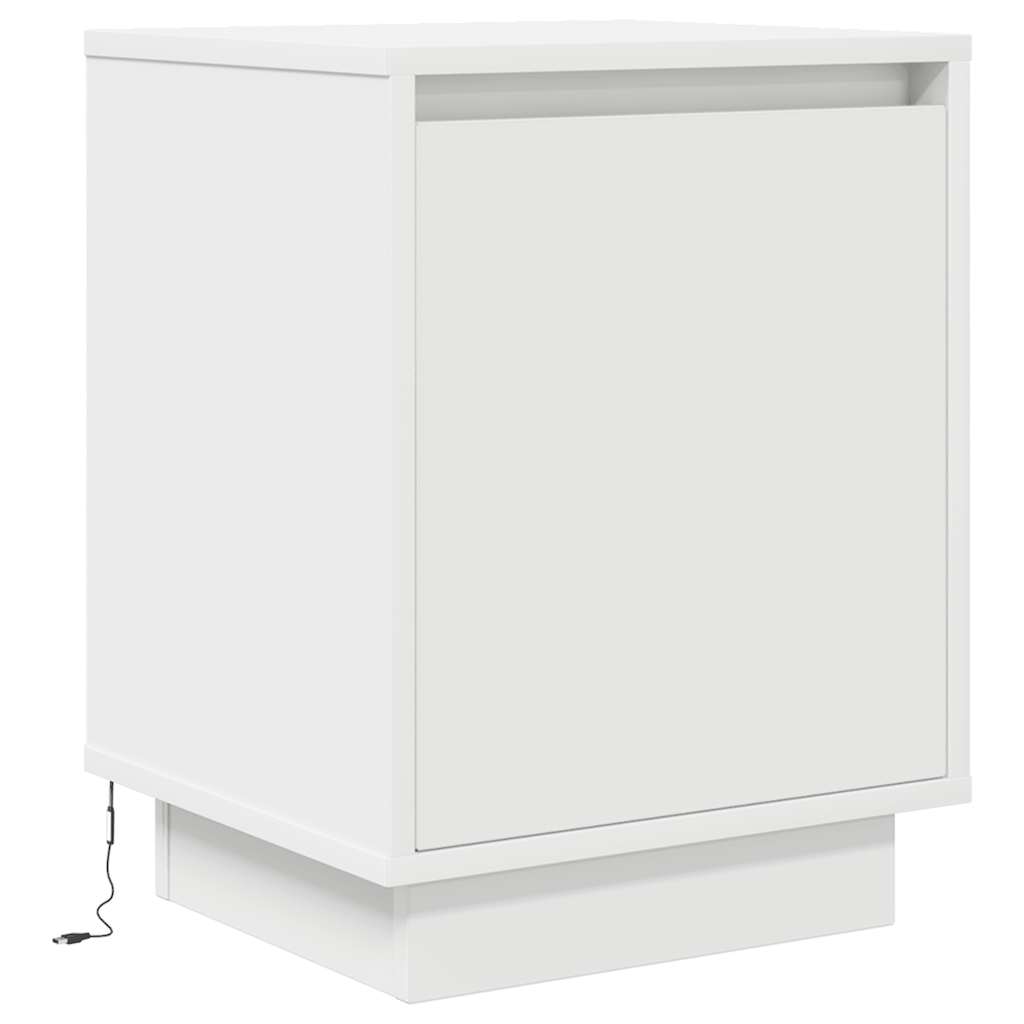 Sengeskab med LED-lys Hvid 38x34x50 cm