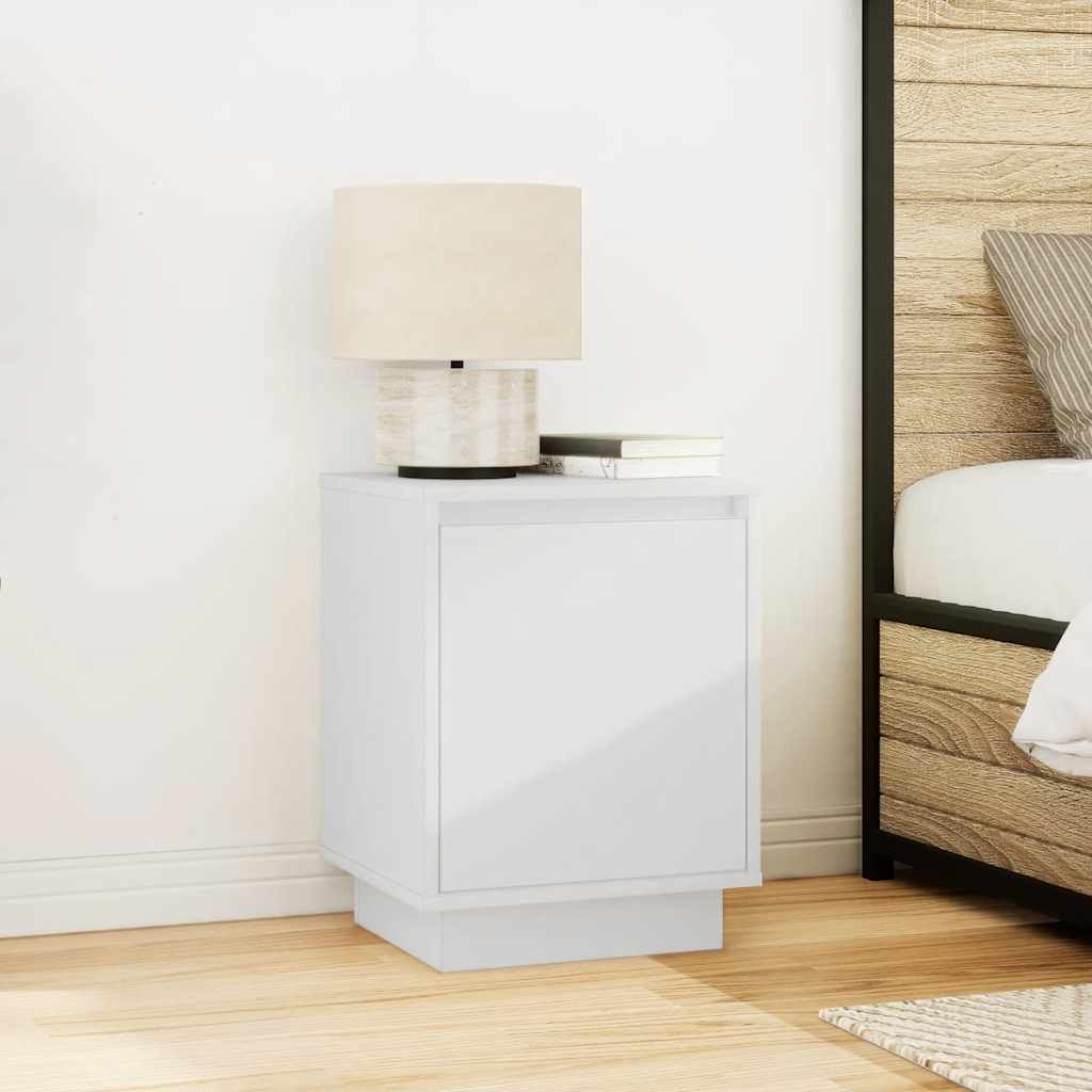 Sengeskab med LED-lys Hvid 38x34x50 cm