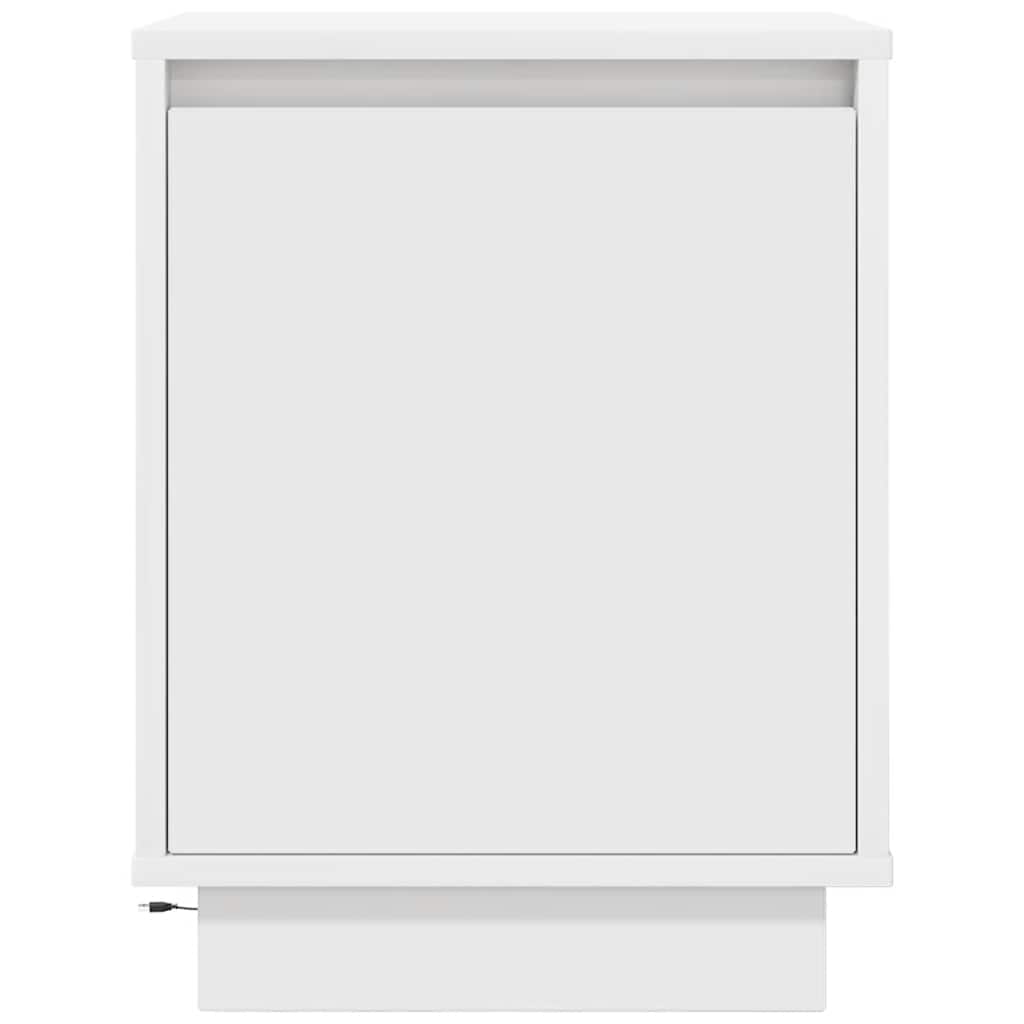 Sengeskab med LED-lys Hvid 38x34x50 cm