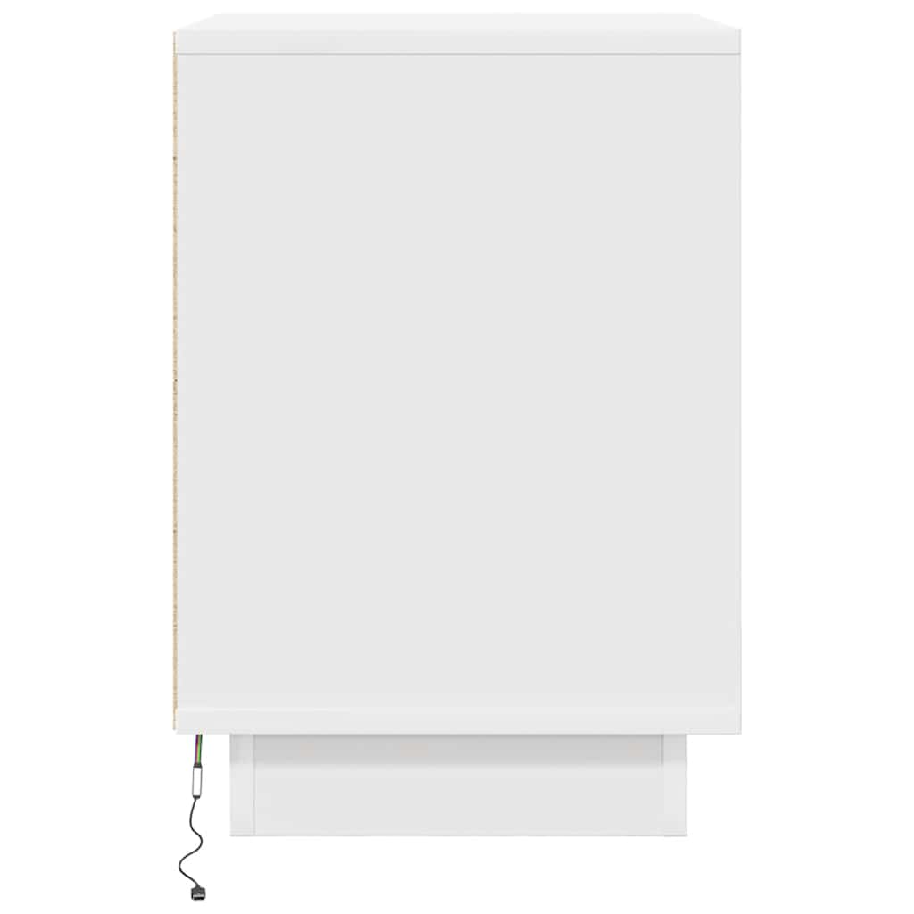 Sengeskab med LED-lys Hvid 38x34x50 cm