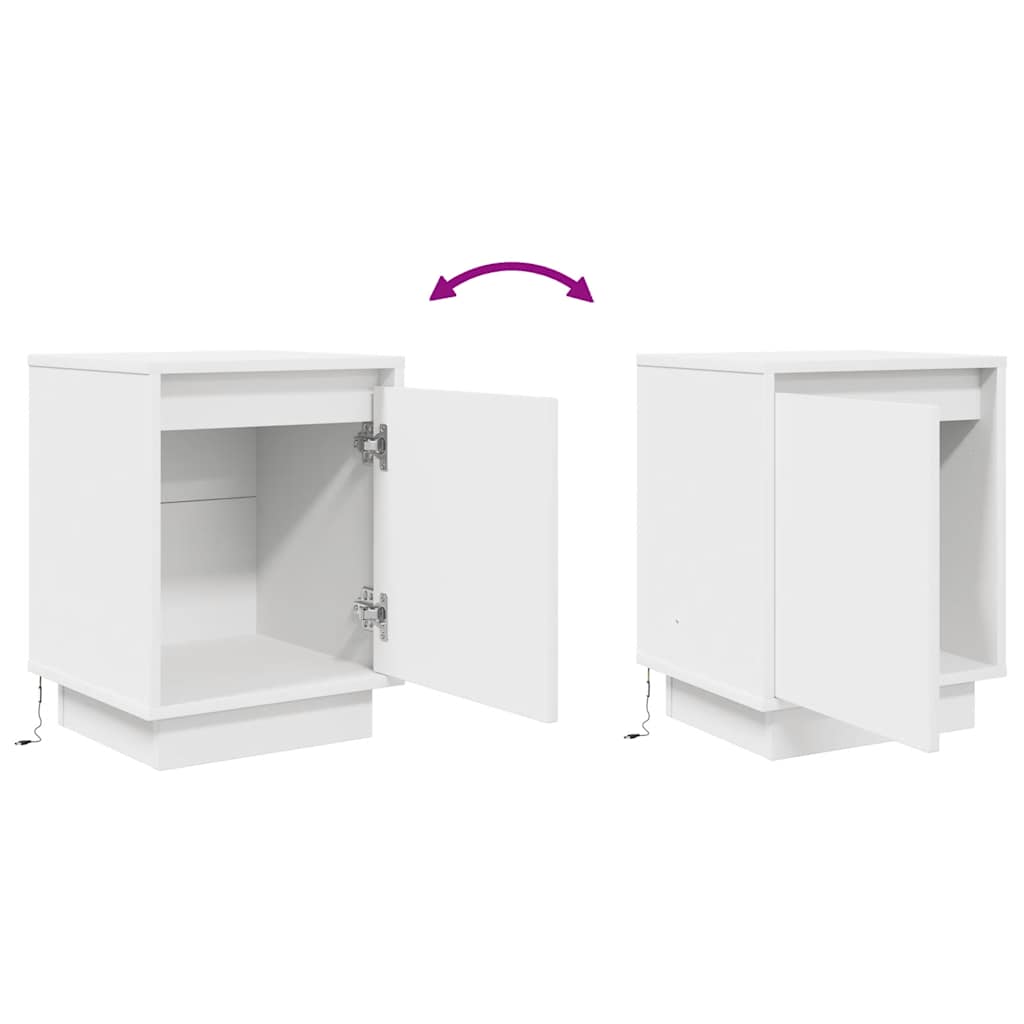 Sengeskab med LED-lys Hvid 38x34x50 cm