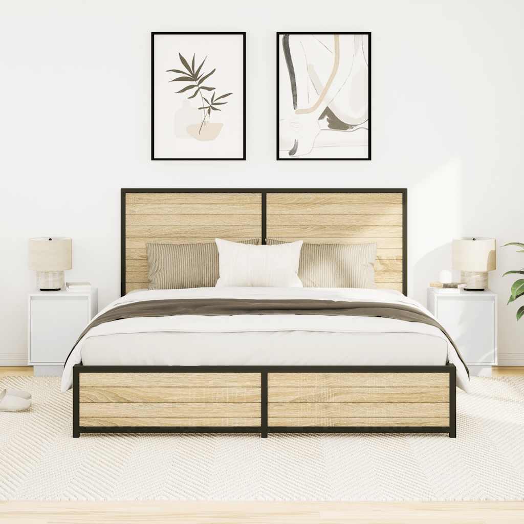 sengeskabe 2 stk. med LED-lys 38x34x50 cm hvid
