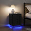 Sengeskab med LED-lys Sort 38x34x50 cm