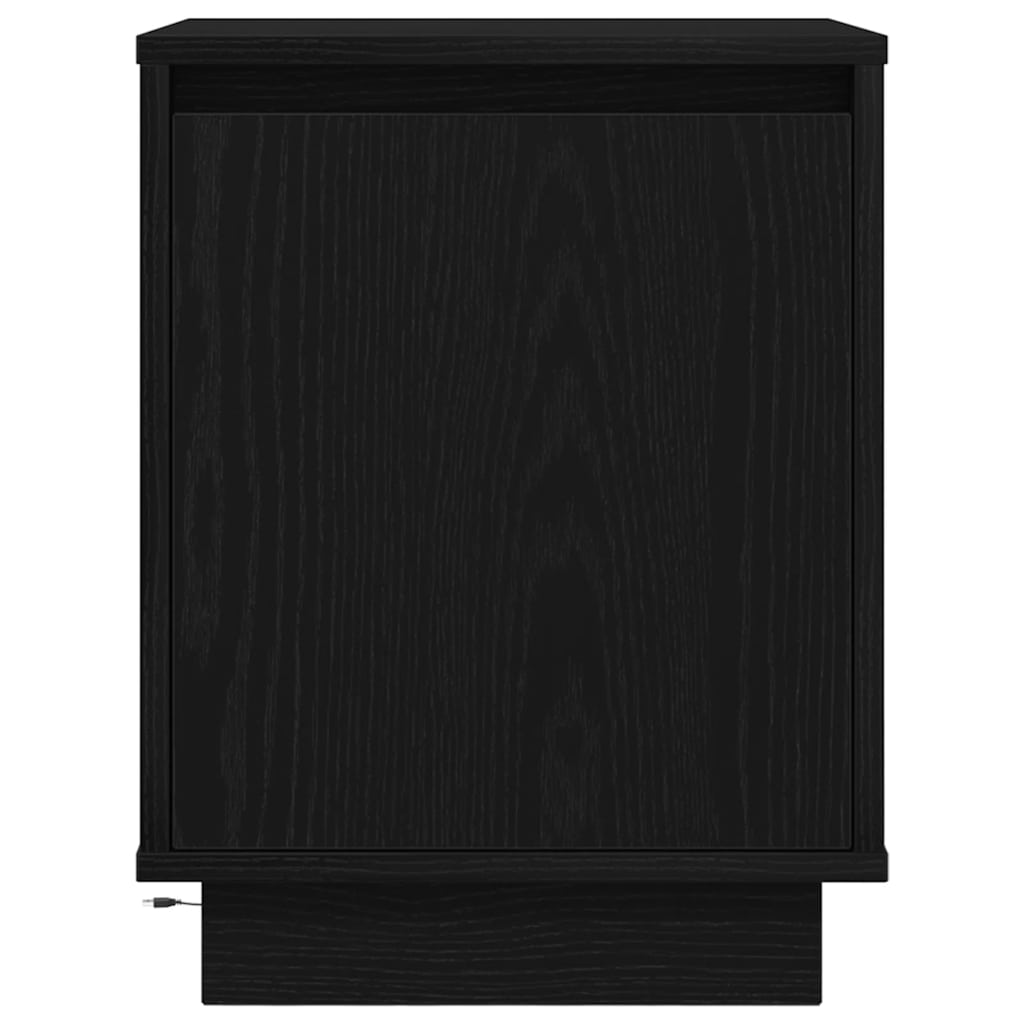 Sengeskab med LED-lys Sort 38x34x50 cm