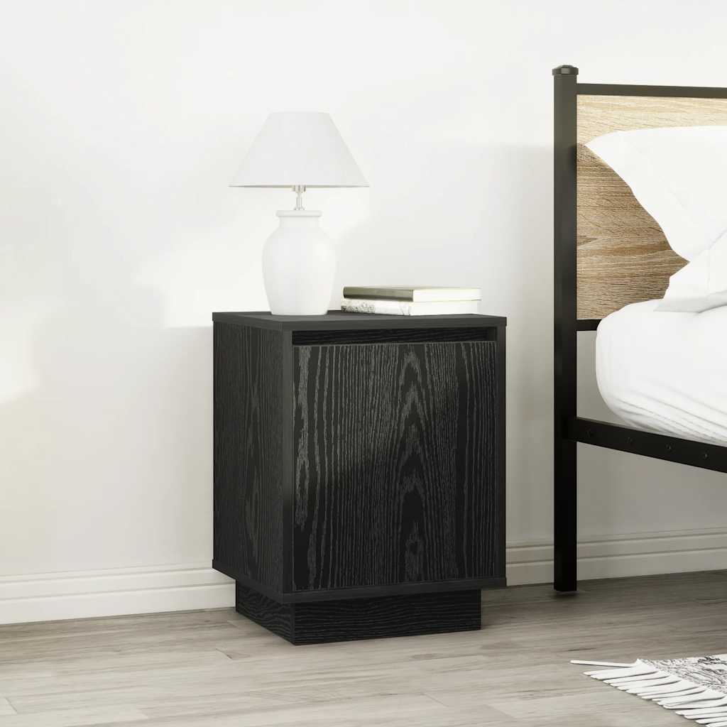 sengeskabe 2 stk. med LED-lys 38x34x50 cm sort