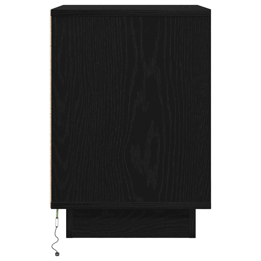 sengeskabe 2 stk. med LED-lys 38x34x50 cm sort