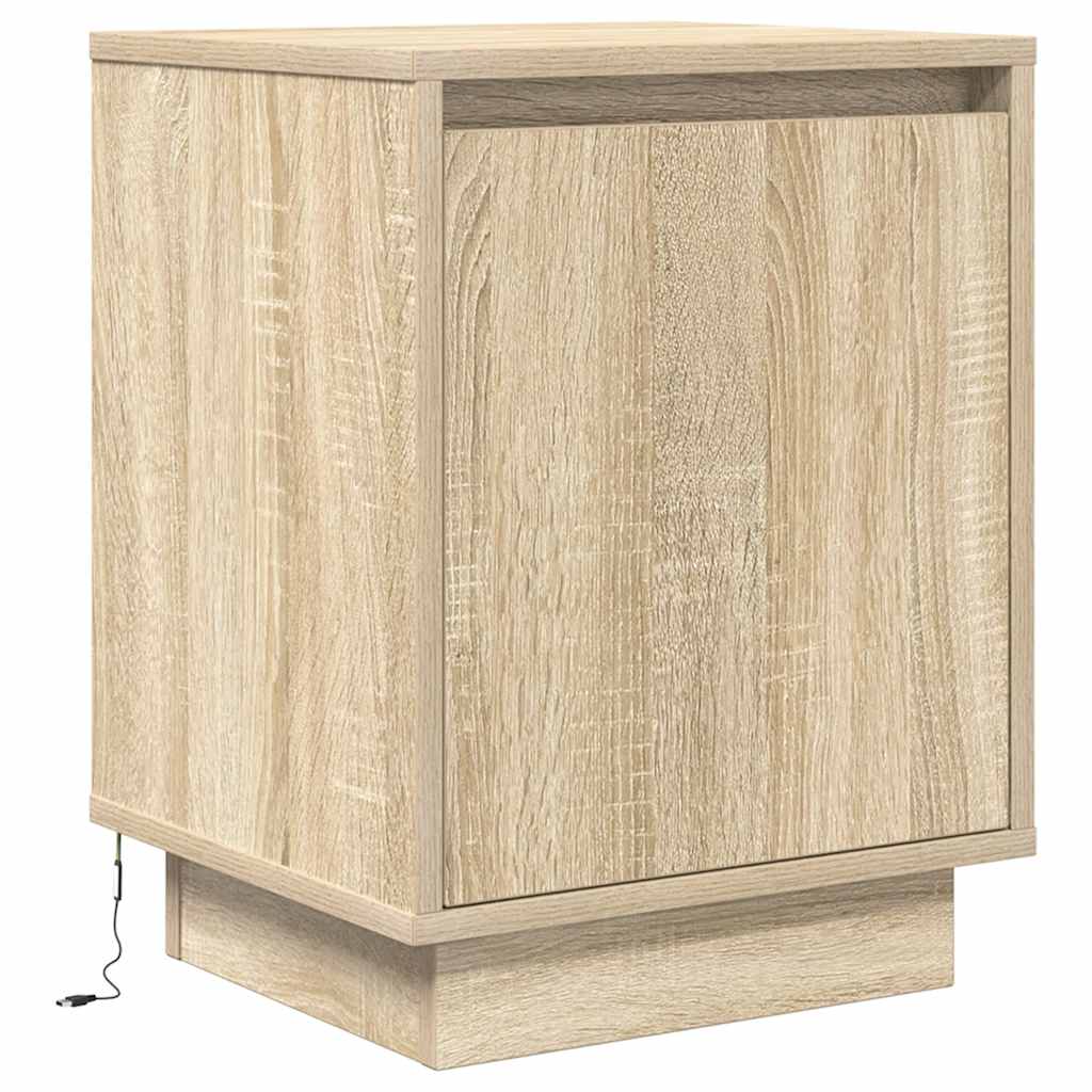 Sengeskab med LED-lys Sonoma Eg 38x34x50 cm