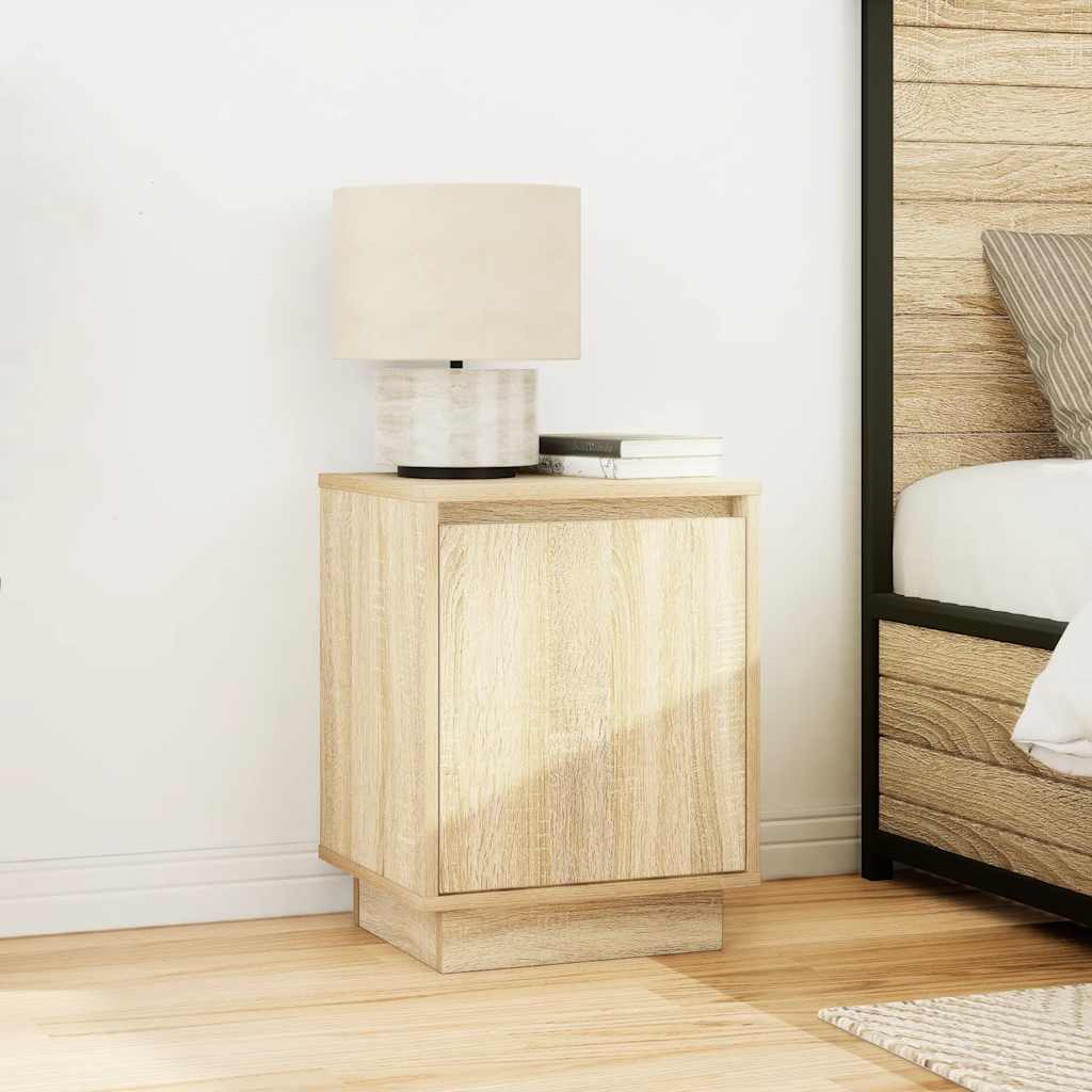 Sengeskab med LED-lys Sonoma Eg 38x34x50 cm