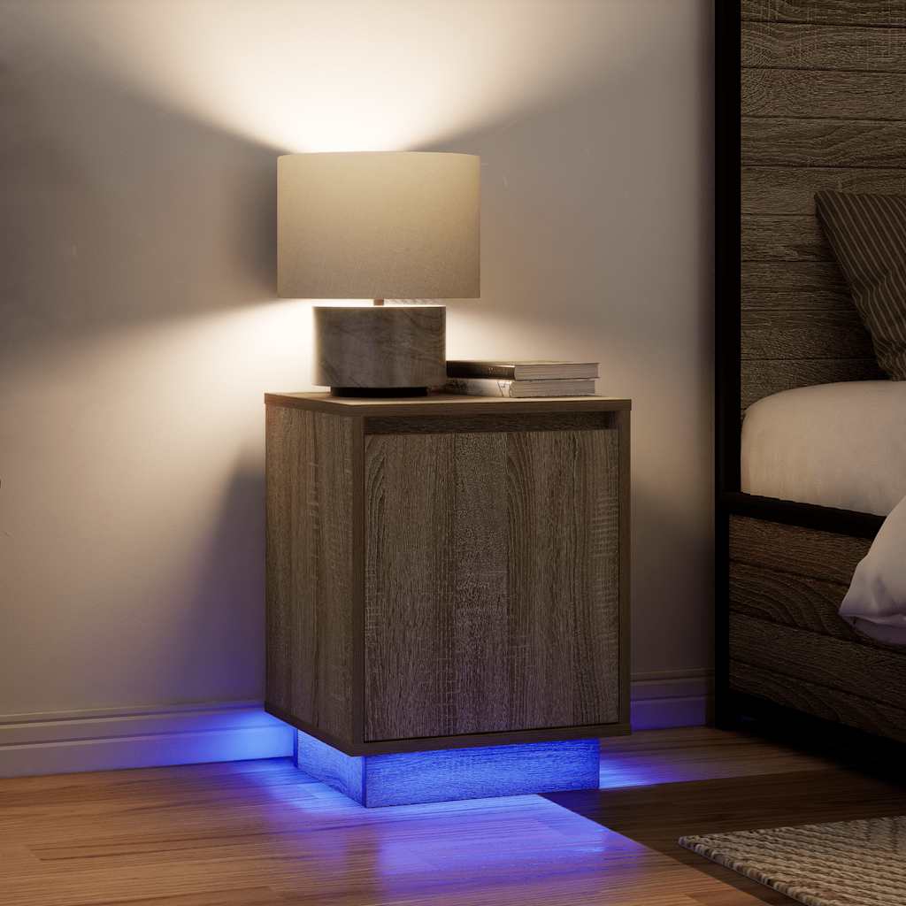 Sengeskab med LED-lys Sonoma Eg 38x34x50 cm