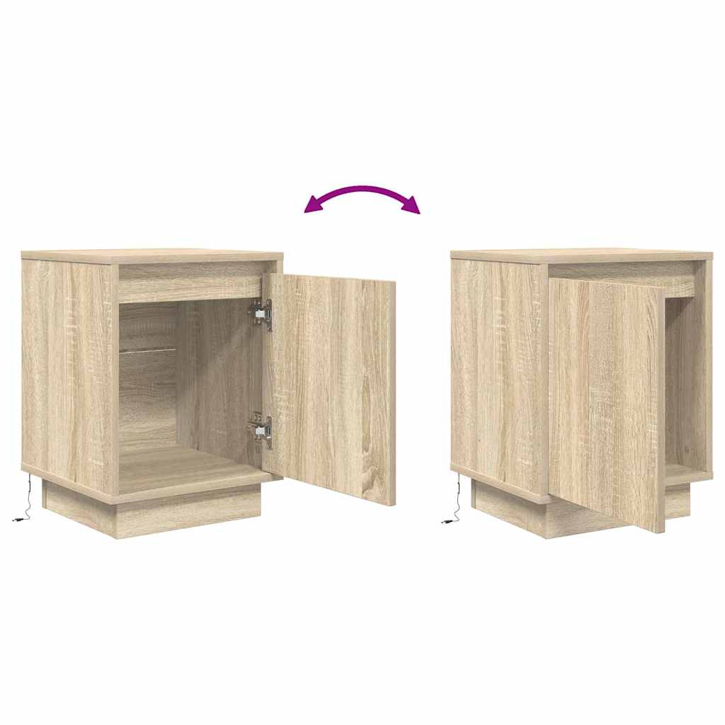 Sengeskab med LED-lys Sonoma Eg 38x34x50 cm