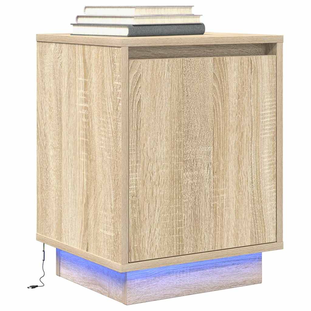 Sengeskab med LED-lys Sonoma Eg 38x34x50 cm