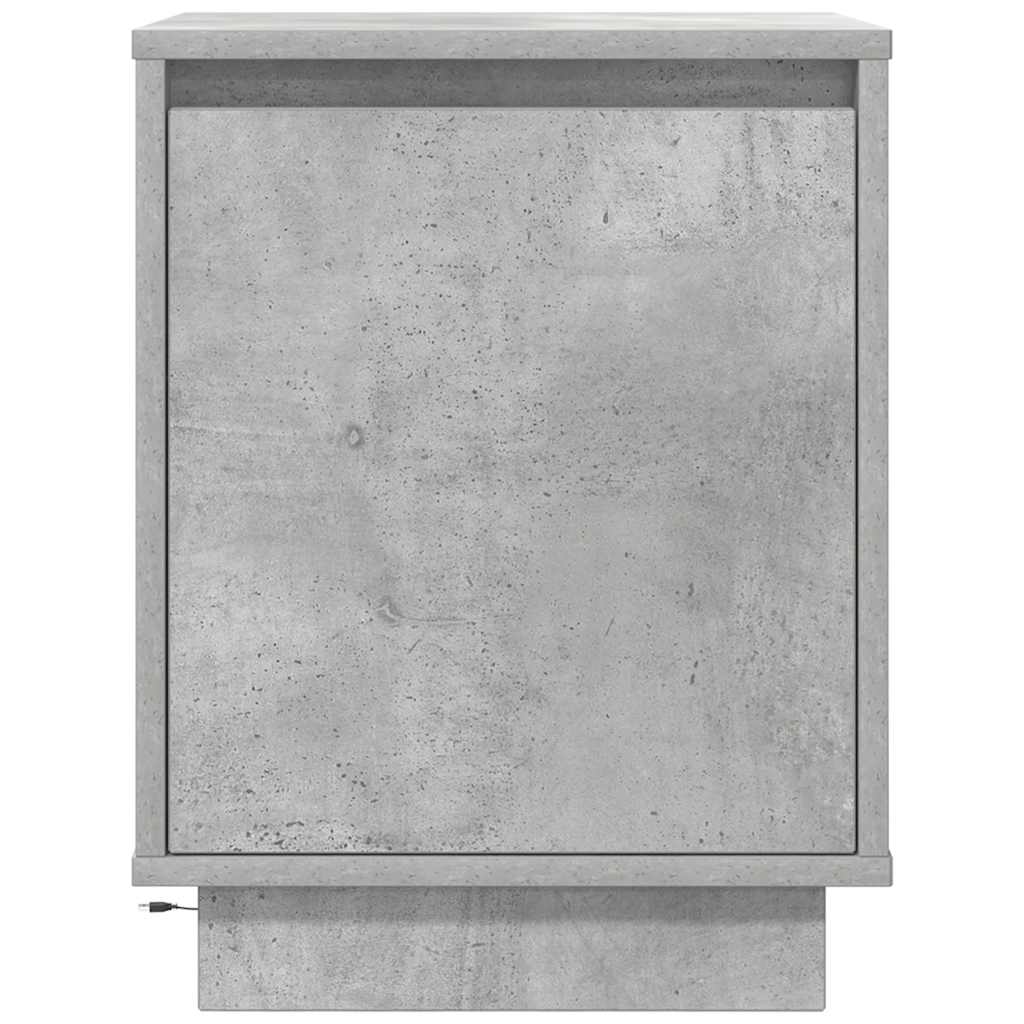 Sengeskab med LED-lys Betongrå 38x34x50 cm