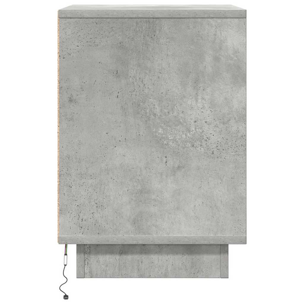 Sengeskab med LED-lys Betongrå 38x34x50 cm