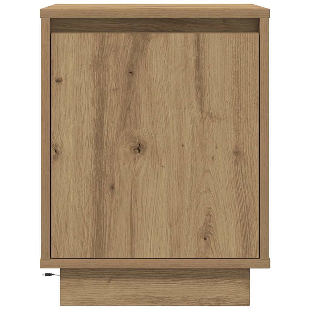 Sengeskab med LED-lys Håndværks eg 38x34x50 cm
