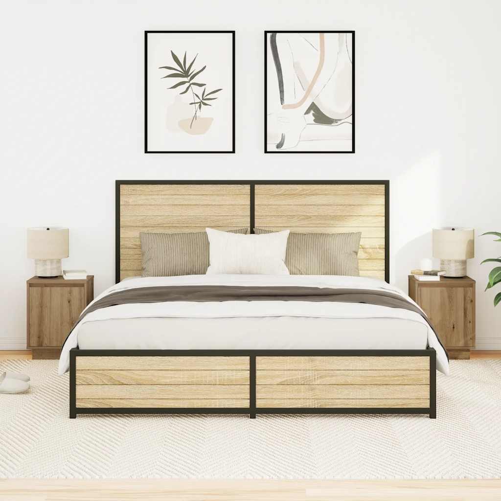 sengeskabe 2 stk. med LED-lys 38x34x50 cm kunsteg