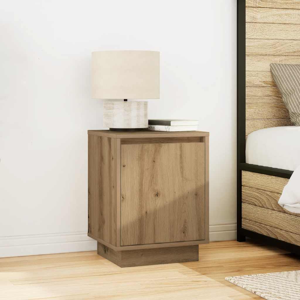 sengeskabe 2 stk. med LED-lys 38x34x50 cm kunsteg