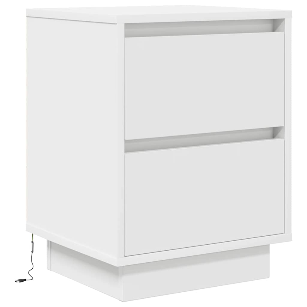Sengeskab med LED-lys Hvid 38x34x50 cm