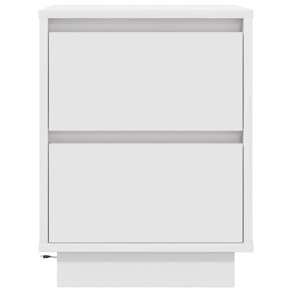 Sengeskab med LED-lys Hvid 38x34x50 cm