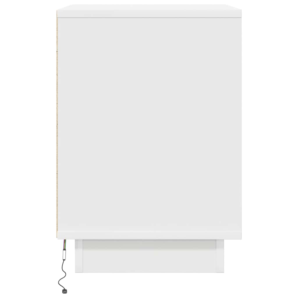 Sengeskab med LED-lys Hvid 38x34x50 cm
